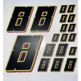 Unbranded Matte Black-w/  White Outline Red Shadow #8’s Racing Numbers Vinyl Rc Box L3