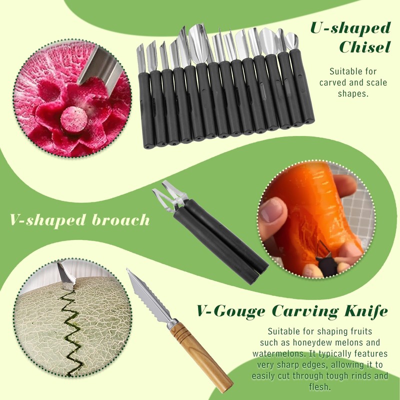 80-Piece Stainless Steel Fruit Carving Tools Set - Professional Watermelon