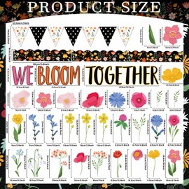 Flower Classroom Bulletin Board with Borders Floral Bulletin Board Set Colorful Wild Flower Fall Bulletin Board Decorations We Bloom Together Cutouts Classroom Back to School Supplies Wall Decor
