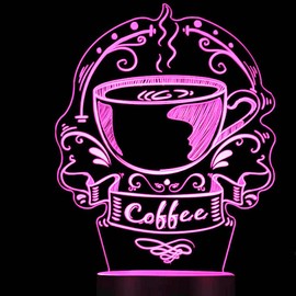 MOLLY HIESON 3D Coffe Cup Night Light Led Touch Switch Decor Table Desk Optical Illusion Lamps 7 Color Changing Lights LED Table Lamp Xmas Home Love Birthday Children Kids Decor Toy Gift