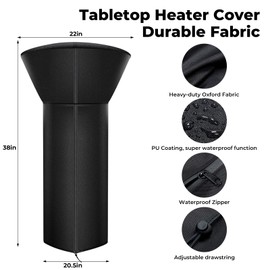 Tabletop Heater Cover, Heavy-duty and Weather-resistant Oxford Fabric, Waterproof , Dust-proof, Snow-proof, Windproof, with Zipper and Storage Bag for Mini Tabletop Patio Heater Covers