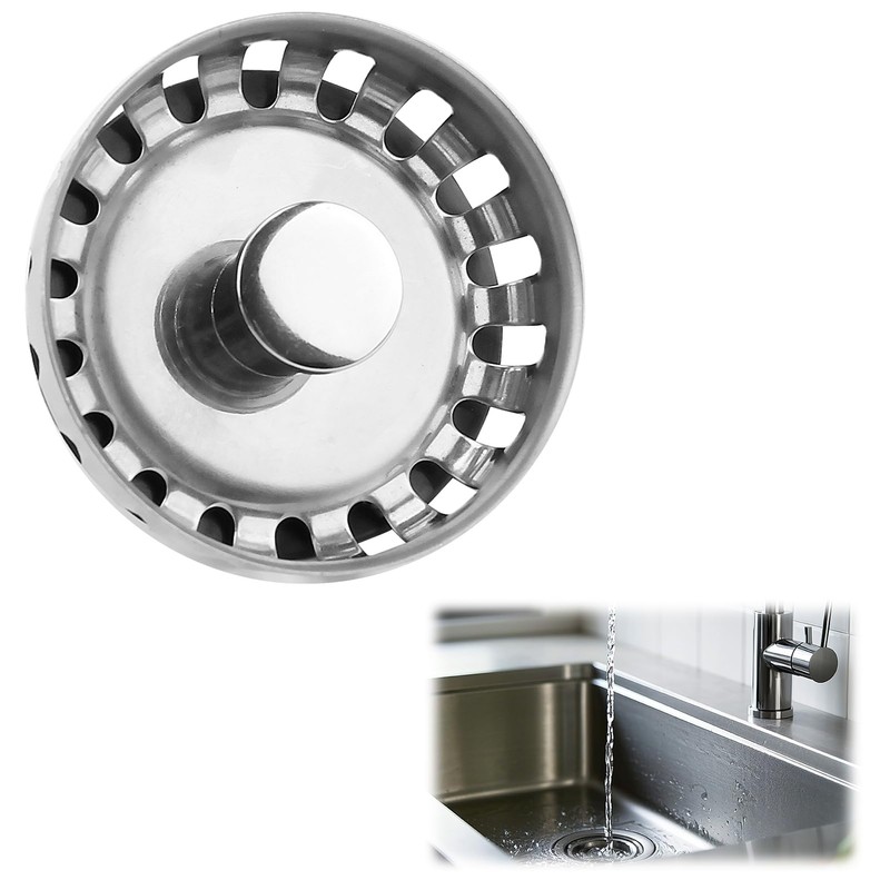 Kitchen Sink Basket Strainer Plug, 52mm Mini Stainless Steel Kitchen