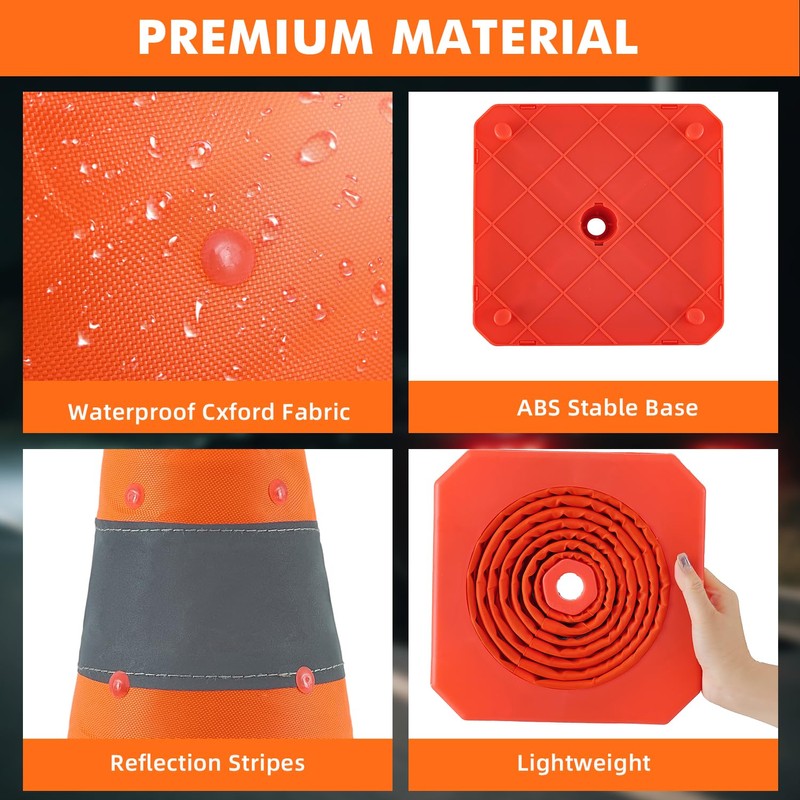18 Inch 3 Pack Collapsible Traffic Safety Cones, Orange Cones
