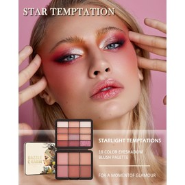 Eyeshadow Blush Palette, 18 Colours, Glitter Eyeshadow Blush Powder, Long-Lasting Sweat-Resistant, Non-Greasy, Matte and Glittering Make-Up Palettes for Daily Valentine's Day, Christmas Day 02