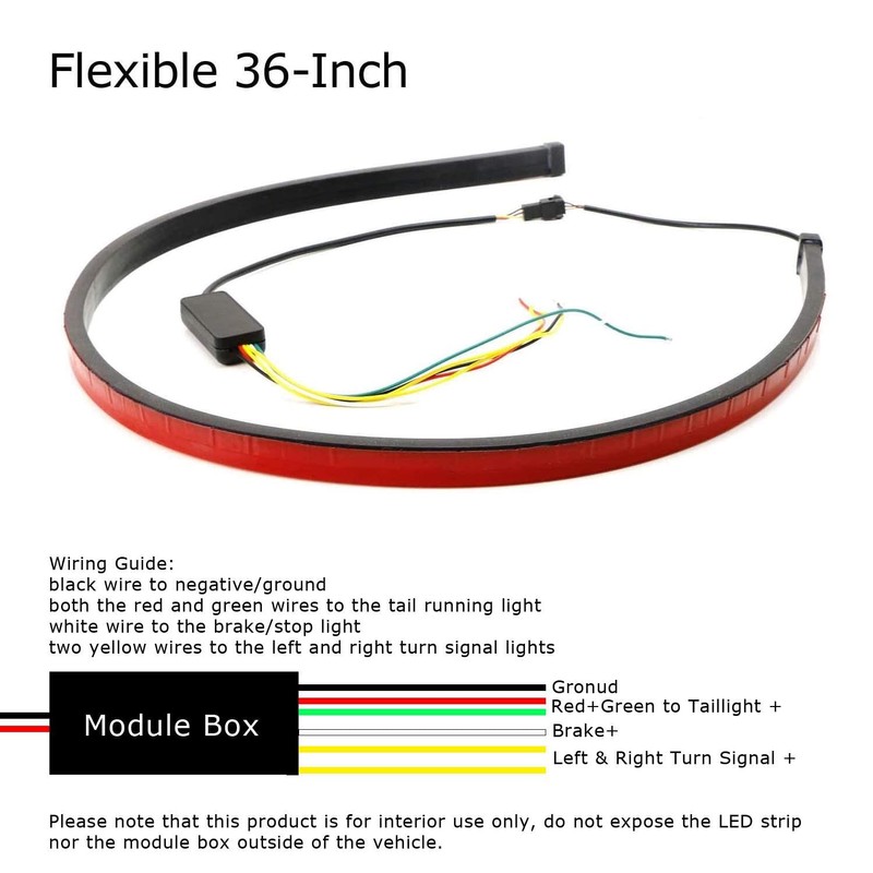iJDMTOY 36-Inch Flexible Rear Windshield 3rd Brake LED Light Strip