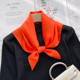 MEISEE 100% Pure Mulberry Silk Scarf 26"x26"(in) Square Scarf Head Neck Headscarf for Women with Gift Packed-orange