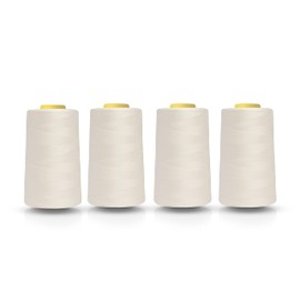 Realm Overlocking Sewing Machine Polyester Thread x Four 5000 Yards Cones White Black Natural Navy Red Grey (Cream)