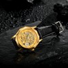 FORSINING Mens Automatic Mechanical Dodecagon Skeleton Roman Numerals Genuine Leather