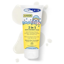 TRISWIM Junior Hair & Shower Gel After Swimming for Children, Removes Chlorine, Salt and Pool Chemicals, Nourishes Skin and Scalp, Natural and Tear Free, Sweet Persimmon Fragrance, 200 ml