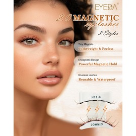 Natural Look Magnetic Eyelashes Kit - 2 Pairs Reusable Double Sided Magnetic Lashes With Applicator and Mirror, Easy To Wear And Remove, No Glue Needed Strip Lashes, Black Faux Cils by EMEDA (#25)