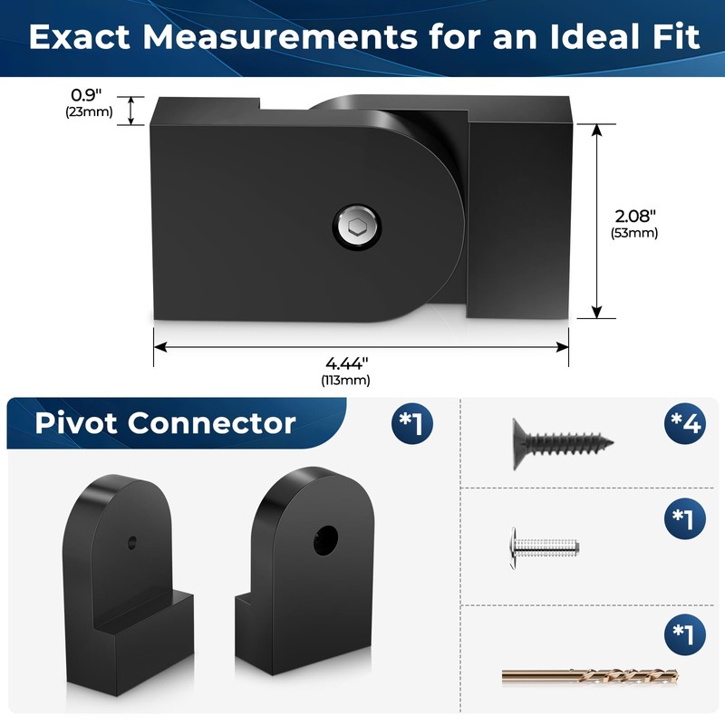 Gyykzz 1 Pack Black Level Pivot Connector 113mmx23mmx53mm for Aluminum