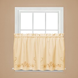 SKL Home by Saturday Knight Ltd. Seabreeze Tier Curtain Pair, Sand, 57 inches x 36 inches