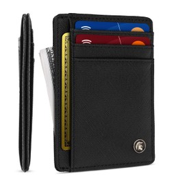 POWR Mens Wallet, Slim RFID Blocking Minimalist Credit Card Holder (Black, Textured), Holds up to 7 Cards and Bank Notes, Ideal for Travel