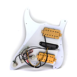 Black White Zebra Color 3-ply SSS/SSH/HH/HSH Electric Guitar Prewired Loaded Pickup Pickguard for Strat Squier Straocaster Style Electric Guitar parts (HSH)