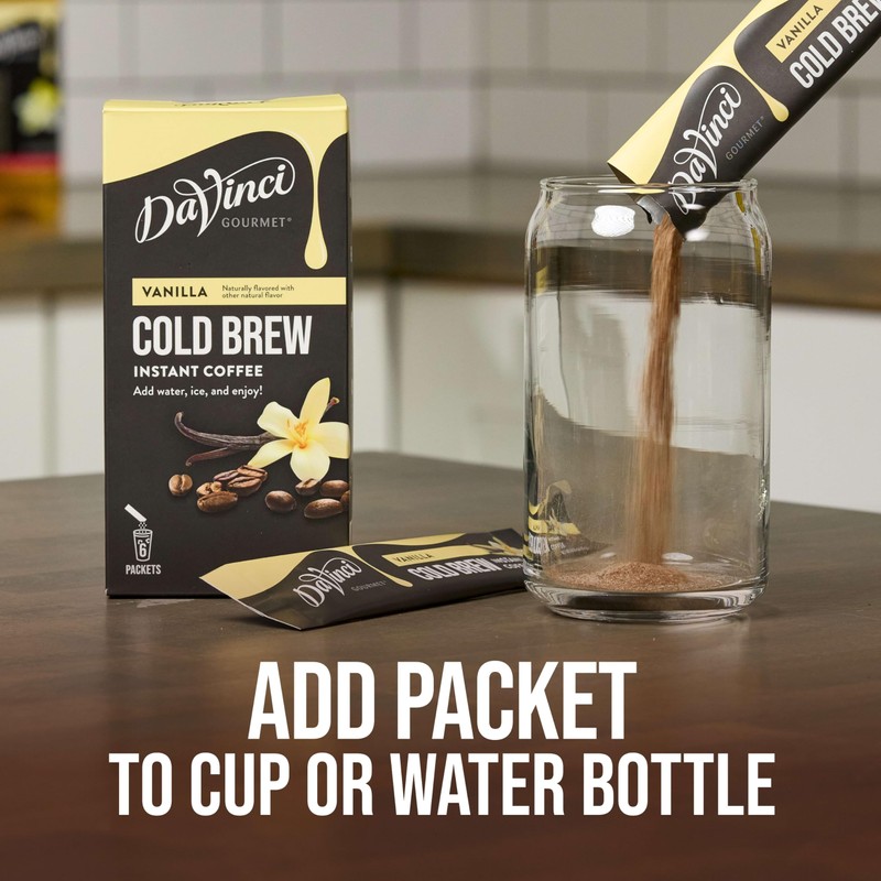 DaVinci Gourmet Vanilla Cold Brew Stick Pack, Instant Coffee Powder,
