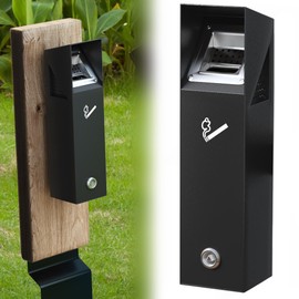 RDUIGT Wall Mounted Trash Can Outdoor, Easy to Clean, Black Metal Trash Bin Container for Patio,Restaurants,Hotels,Pub Clubs (Ripple Black)