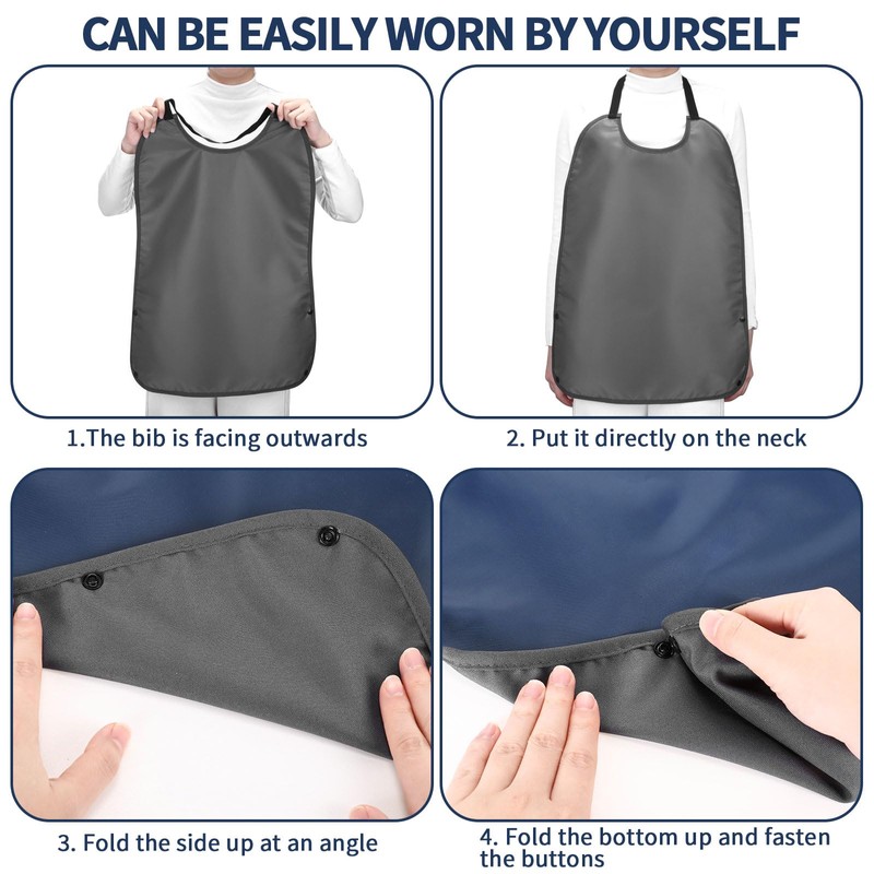 Twistover 1pcs Double Layer Stretchable Adult Bibs with Crumb Catcher