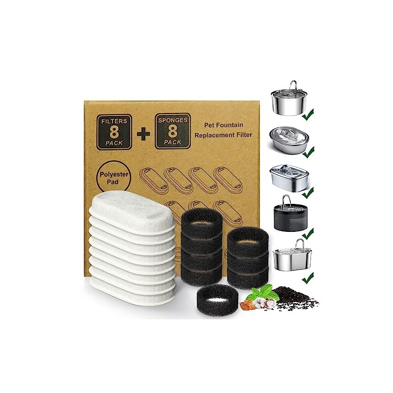 Cat Water Fountain Replacement Filters - 16 Pack