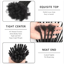 6 Inch 0.4cm Thickness Dreadlock Extensions Human Hair 100 Strands Locs Extensions Real Human Hair, Natural Black for Women Men Kids Full Handmade Permanent Locs Can Be Dyed and Bleached