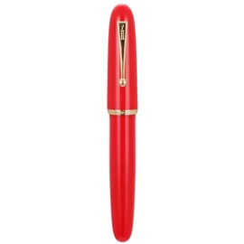 Jinhao 9019 Fountain Pen, Dadao Series #8 Heartbeat Medium Nib, Red Acrylic Barrel with Golden Clip Big Size Writing Pen