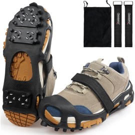 Ice Cleats for Shoes and Boots Anti Slip Crampons 28 Spikes Ice Cleats Ice Shoes Grippers Non-Slip Snow Shoes Boots Cleats (Large (US Women 9.5-11/US Men 7.5-9.5))