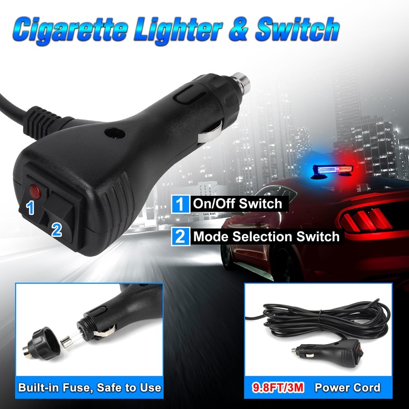Afurkuot Red & Blue LED Flashing Beacon Light, 8.5” 12/24V