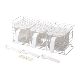 Pearl Metal HC-472 Seasoning Rack, Spice Rack, 3 Stockers, Vertical and Horizontal, White, Blank Kitchen