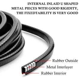 5 m Car Door Edge Protector for All Models, Cut to Size Door Edge Protection, Non-Slip and Vibration-Inhibiting (5 m Black Car Edge P