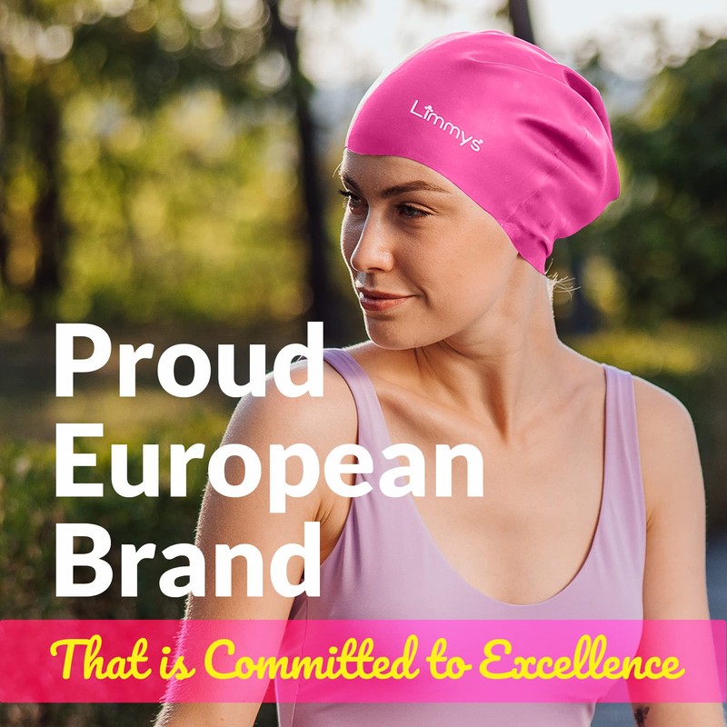 Limmys Long Hair Swim Cap for Women & Men –