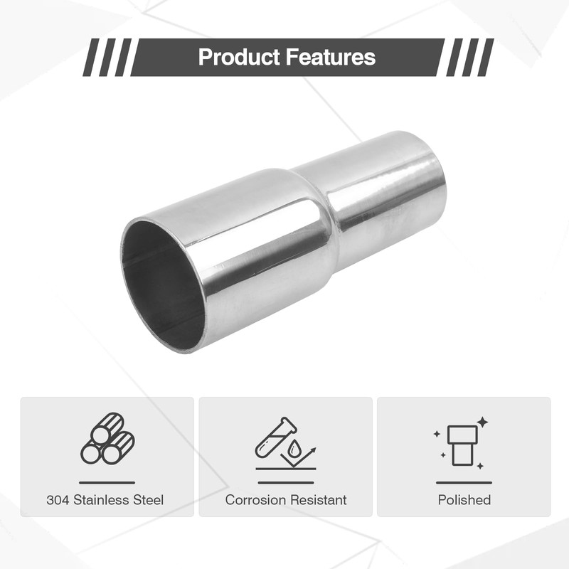 GESEXI Exhaust Adapter Connector 1.25"ID to 1.5"ID，Exhaust Adapter Total Length