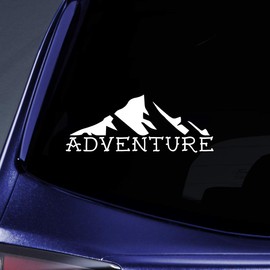 Bargain Max Decals Adventure Mountains Sticker Decal Notebook Car Laptop 5.5" (White)