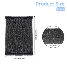 Wire Washing Sponge Scourer, Pack of 8 Kitchen Sponge Steel Sponge Multipurpose Wire Dishwashing Rags Double-Sided Reusable Kitchen Scratch-Resistant Sponges Washable (Black)