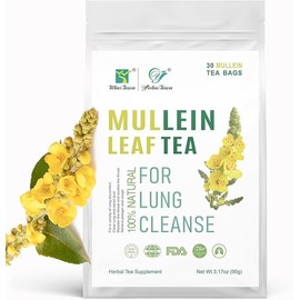 Mullein Tea Bags for Cleanse, Respiratory Support and Mucous Membranes, Herbal Tea Caffeine Free 3g X 30 Tea Bags
