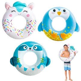 MORAINJAY 3Pcs Inflatable Swimming Ring 84cm,Inflatable Pool Floats Animal Pool Tubes,Pool Inflatables Swimming Pool Toys Rubber Ring for Swimming Pool Beach Party Decorations,Kids Adults Summer Gifts