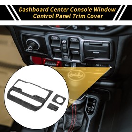 REPAIROCK Dashboard Center Console Window Control Panel Trim Cover for Jeep Wrangler JL JLU 18-22 Dash Central Window Control Button Panel Carbon Fiber Black