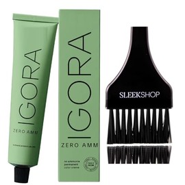 yper Comb + IGORA ZERO AMM No Ammonia Permanent Hair Color Creme Color, AMMONIA-FREE Haircolor Cream Dye Colour (w/SIeekshop Brush) (4-13 Medium Brown Cendré Matte)