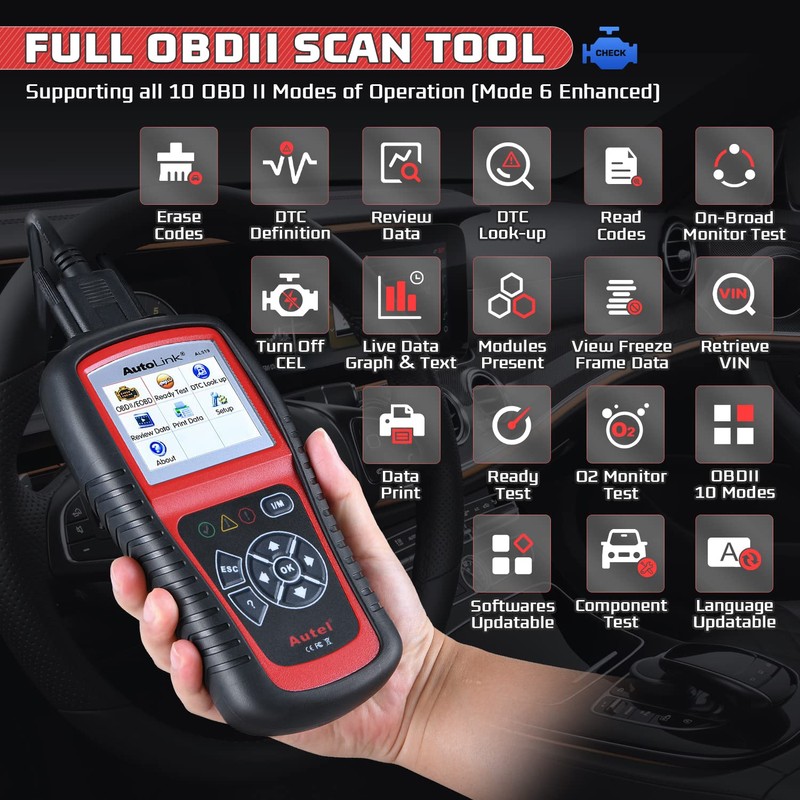 Autel AutoLink AL519 Universal OBD2 Reader Car Diagnostic Scanner Tool
