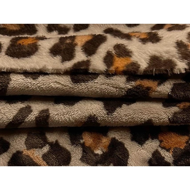 Double Sided Super Soft Cuddle Fleece Fabric Material Sand Leopard