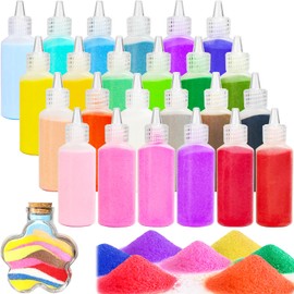 24 PCS Art Sand Kit,1.25oz Bottles Colored Sand Art Kit,DIY Arts Crafts Sand Bottles for Kid's Painting,Vase Glass Sand,Wedding Decorations