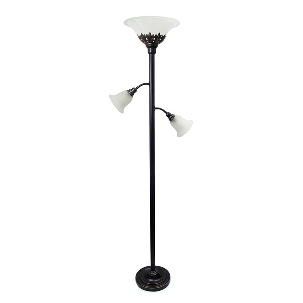 HomeStock Coastal Cool Torchiere Floor Lamp with 2 Reading Lights