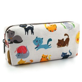 LParkin Niedliches Federmäppchen mit Katzenmotiv für Kinder, Geschenk zum Schulanfang, Gadget-Tasche, Make-up-Tasche