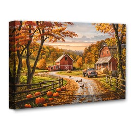 Welcome to the Farm: 16x20 Unframed Poster - Rustic Country Farmhouse Autumn Art with Cozy Homestead, Warm Pumpkin Harvest, Fall Afternoon Scene, Barn Decor, and Farm Scene