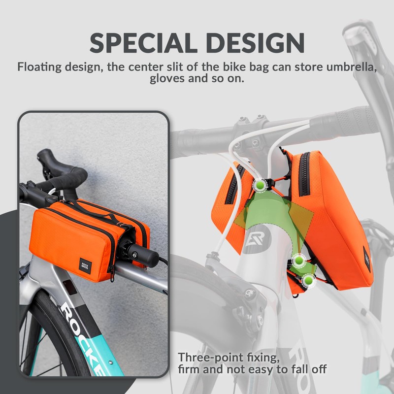 ROCKBROS Bicycle Frame Bag, High-Capacity Top Tube Container with 2