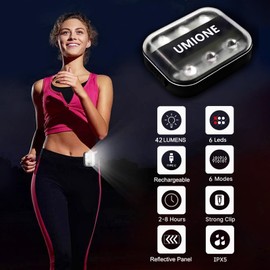 UMIONE Running Light to Illuminate Your Running: A Safety Light for Backpackers and Runners. The Lamp Clip is Lightweight, Safe and Stylish. Discover the Perfect Balance. (Grey)
