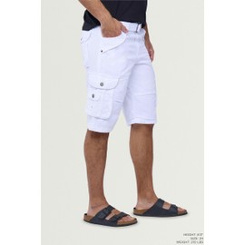 X RAY Mens Cargo Shorts Camo & Solid Colors 12.5" Inseam Knee Length Classic Fit Multi Pocket (Big and Tall Shorts for Men), Twill Taped White, 30