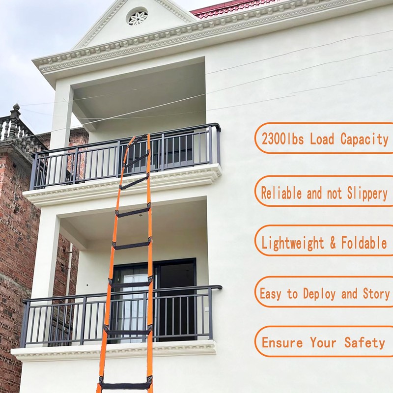 9.8ft Fire Escape Ladder - Emergency Safety Rope Ladder for