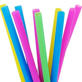 40 Pcs Jumbo Smoothie Straws – 9.06" x 0.39" Extra-Wide Colorful Disposable Plastic Straws for Boba Tea, Milkshakes, Slushies – BPA-Free, Large Mouth Drinking Straws for Thick Beverages