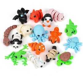 Mini Animals Figures Set,3D Printed Little Animals Articulated Flexible Fidget Toy,Tiny Animals Figurines Exquisite Cute Pet Toy,Miniature Figurines Articulated Flexible Fidget Toy (16PC) - Color: 8pc
