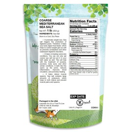Mediterranean Sea Salt, 1 Pound – Coarse Grain, Pure Crystals, No Additives, No Preservatives, Vegan, Kosher, Bulk. Rich in Minerals. Great for Cooking, Baking, Pickling. Perfect for Salt Grinders.