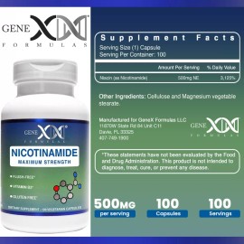 Genex Nicotinamida 500 Mg 100 Capsulas Genex Formula Hecho En Usa